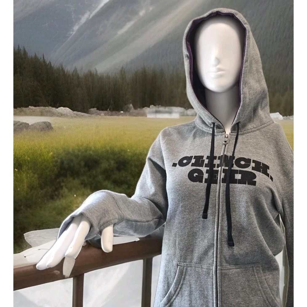 Clinch Gear Women's Hoodie Size Small Gray Full Zip Heather Fleece Sweatshirt...